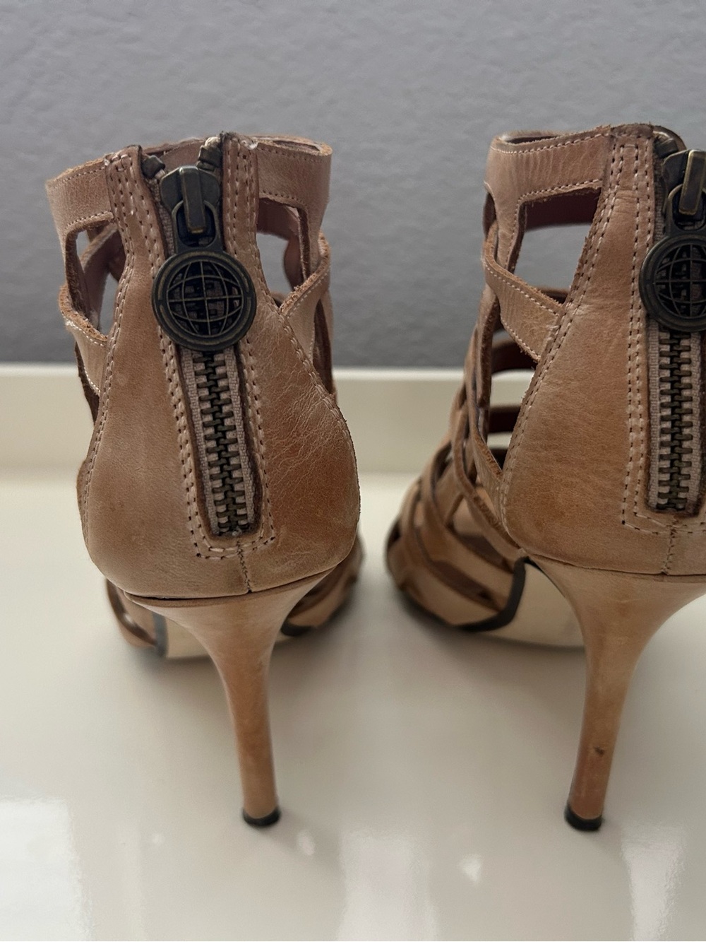 Max Studio Elaine Camel Strappy High-Heel Gladiator Sandals - Picture 4 of 7